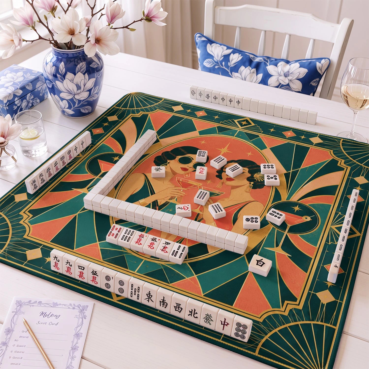 Art Deco Flapper mahjong mat – M (60x60 cm) and L (81x81 cm) sizes
