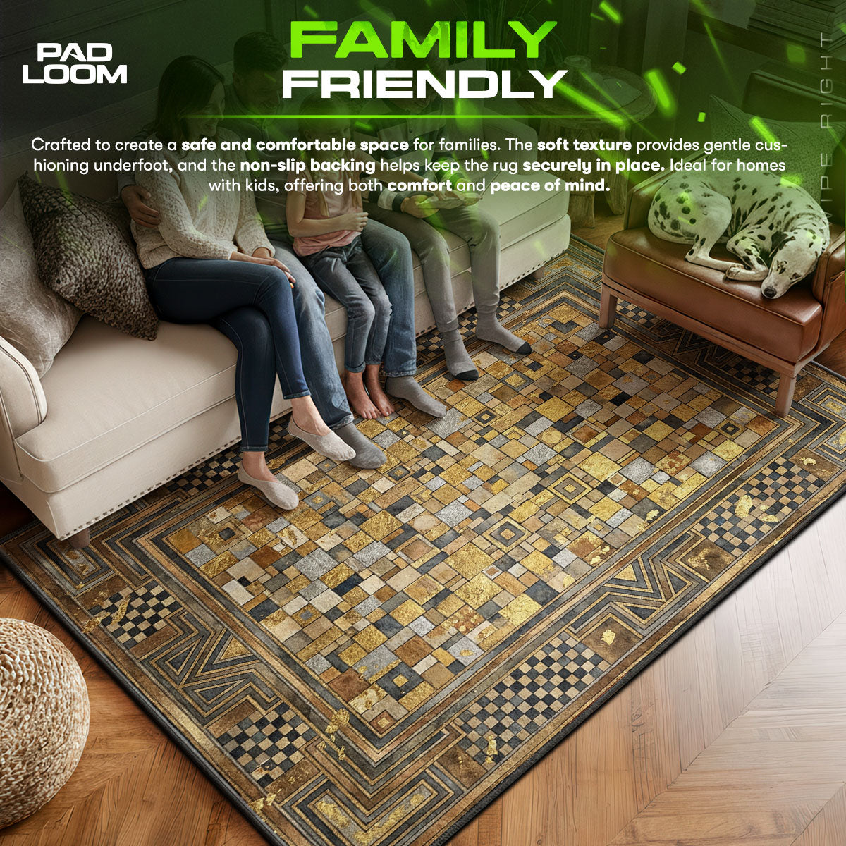 Area character design printed on rug
