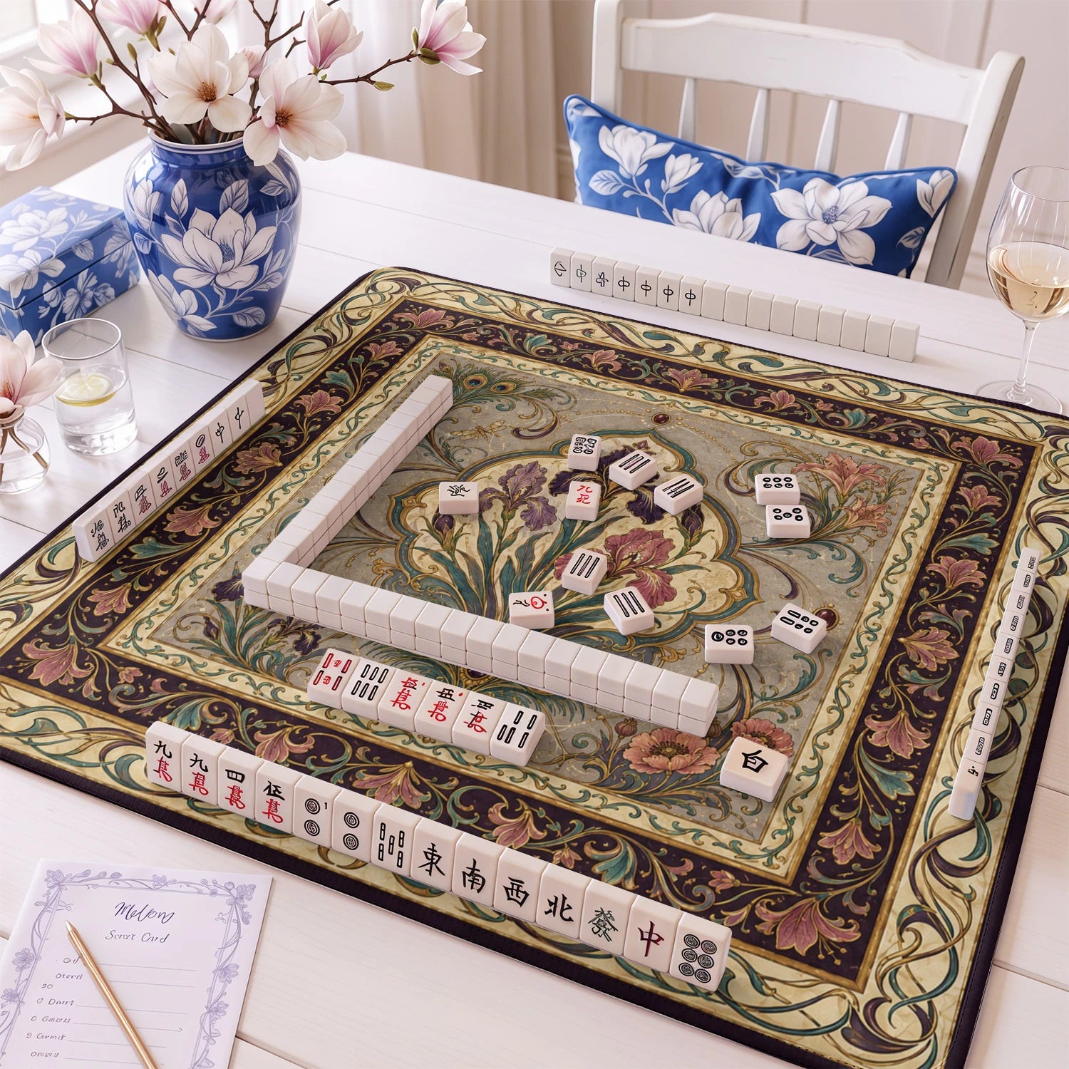 Art Nouveau Iris mahjong mat – M (60x60 cm) and L (81x81 cm) sizes