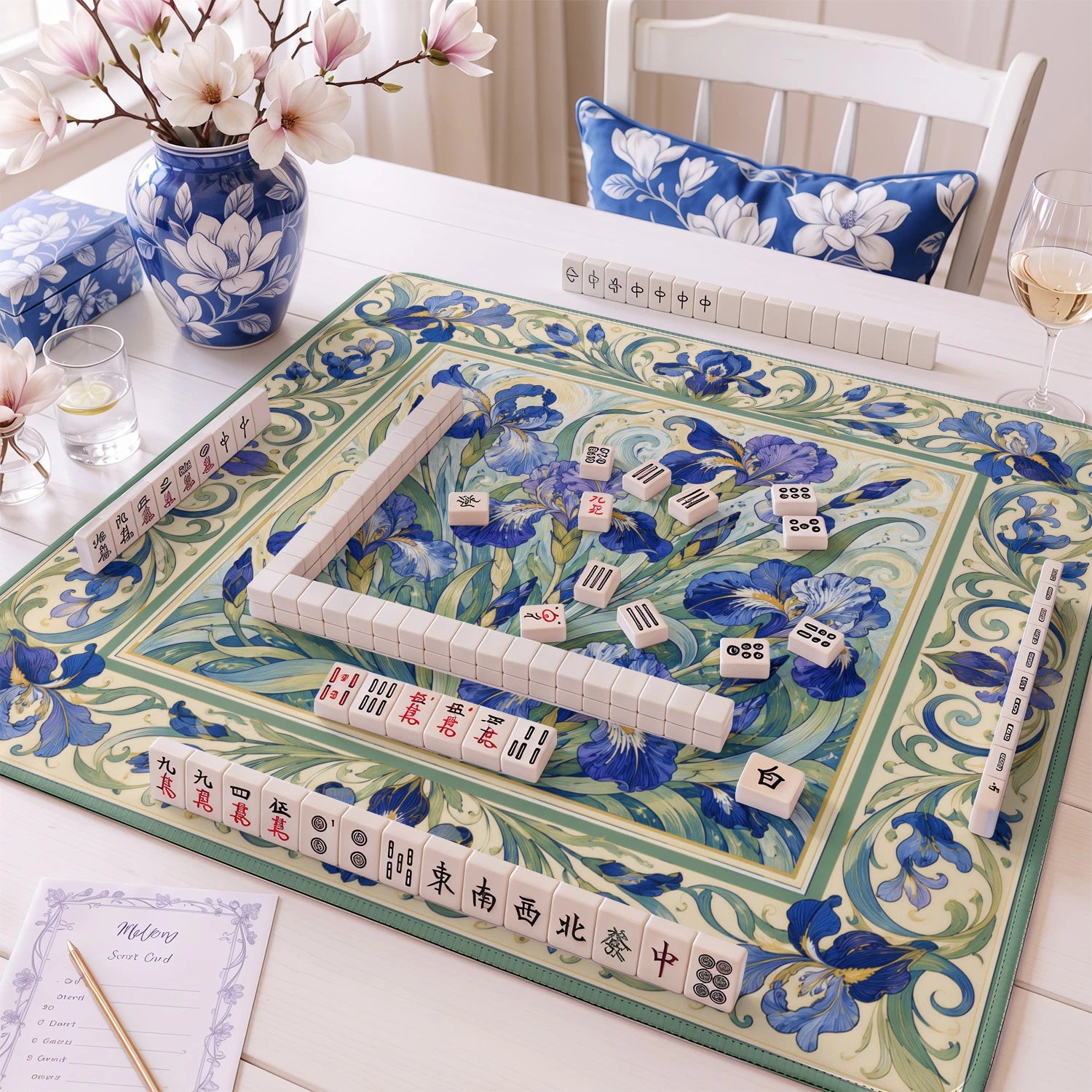 Art Nouveau Iris mahjong mat – M (60x60 cm) and L (81x81 cm) sizes