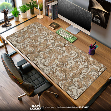 Art Nouveau Mouse Pad, Flowing Leaf Pattern Gaming Desk Mat
