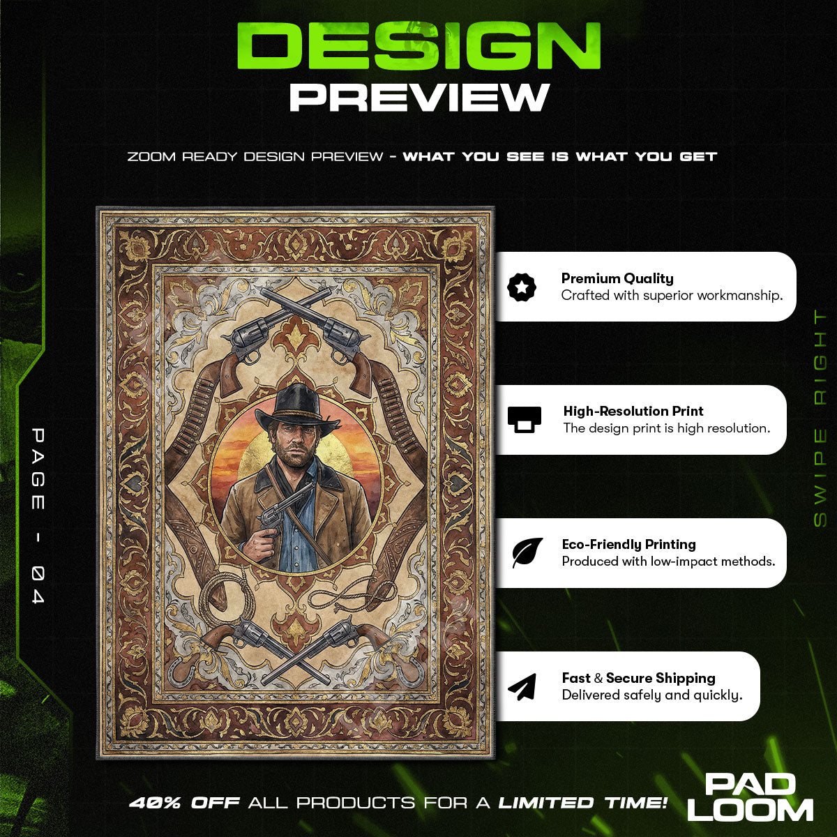 Arthur Morgan Outlaw Rug - RDR2 Chair Mat