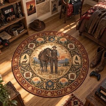 Arthur Sunset Round Rug - Red Dead Redemption Chair Mat