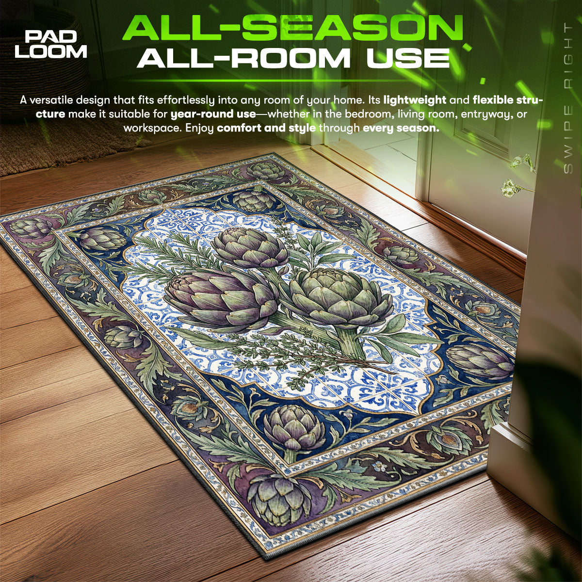 Detailed close-up of Artichoke rug pattern