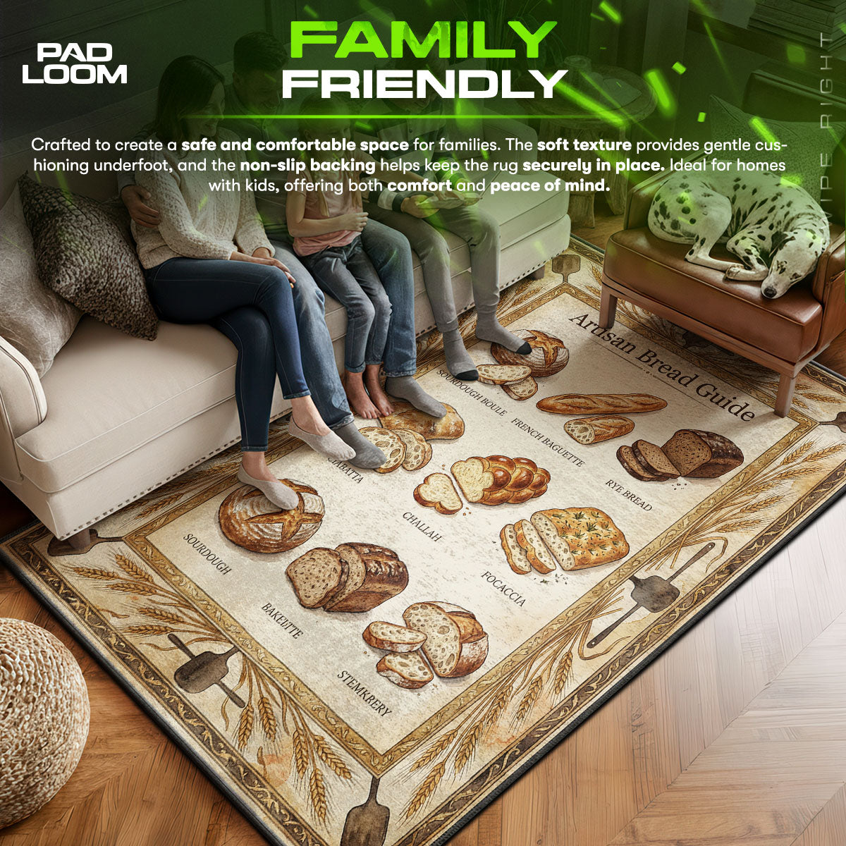 Floor character design printed on rug