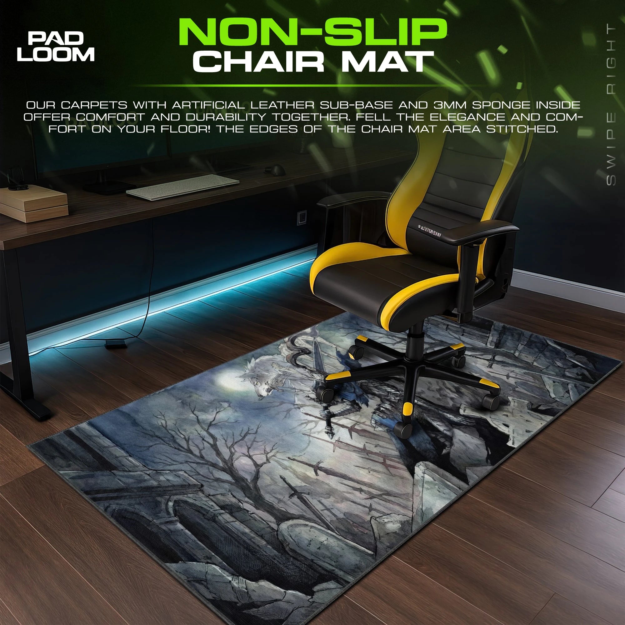 Artorias and Sif – stitched-edge, non-slip mouse pad detail