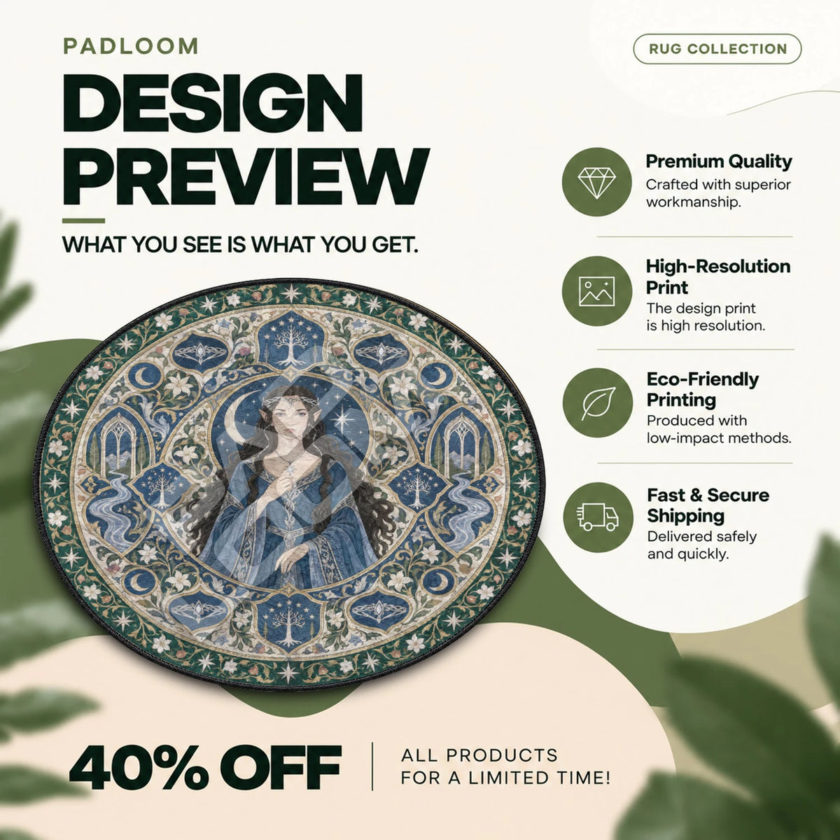 Arwen Evenstar Round Rug - Lord of the Rings Chair Mat