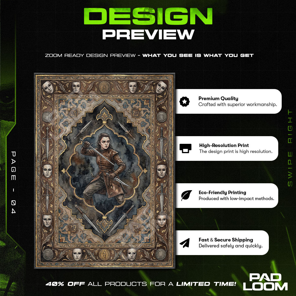 Room character design printed on rug