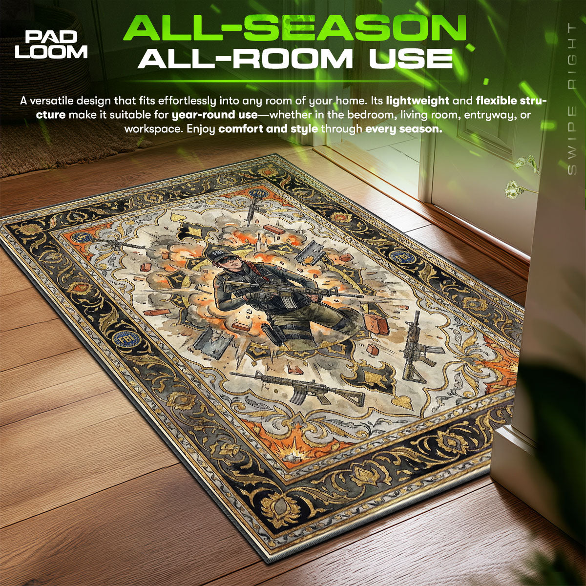 Siege Game Rug Ash Breaching Expert Rug - R6 Siege Chair Mat | Padloom
