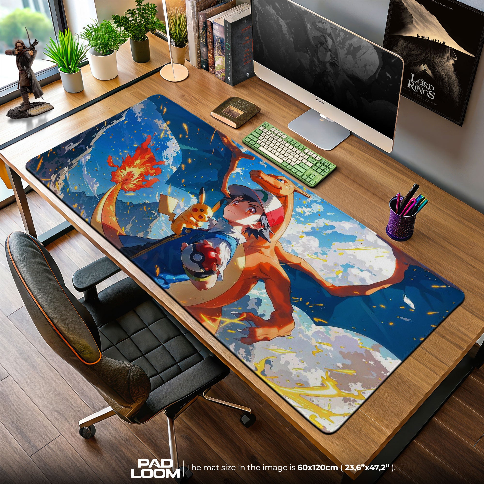 Ash & Charizard Pokémon Mouse Pad, Battle-Ready Gaming Desk Mat