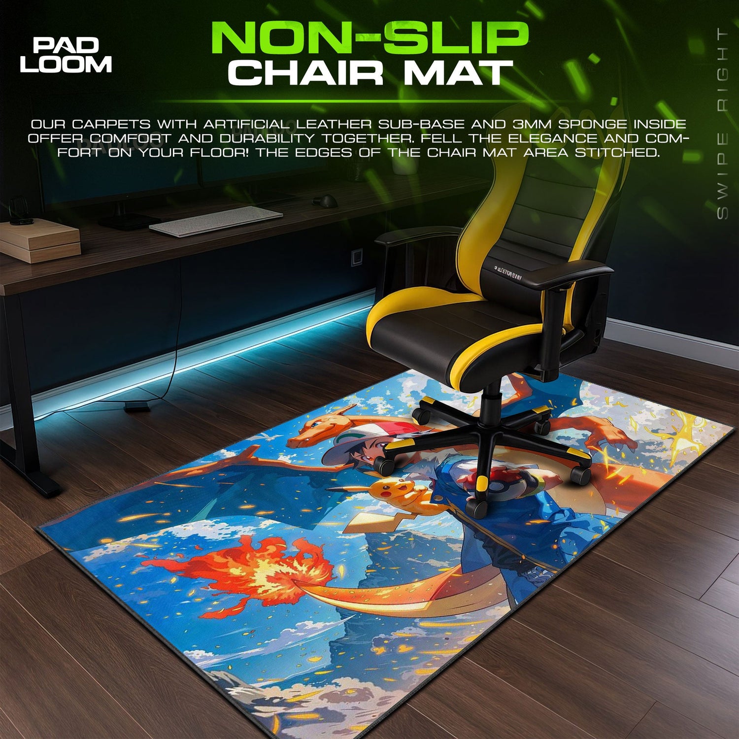 Ash & Charizard Pokémon Mouse Pad, Battle-Ready Gaming Desk Mat Padloom