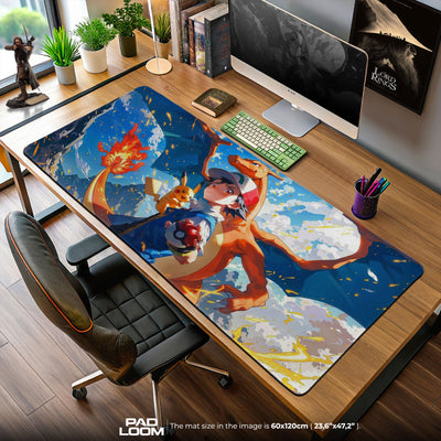 Ash &amp; Charizard Pokémon Mauspad, kampfbereite Gaming-Schreibtischmatte