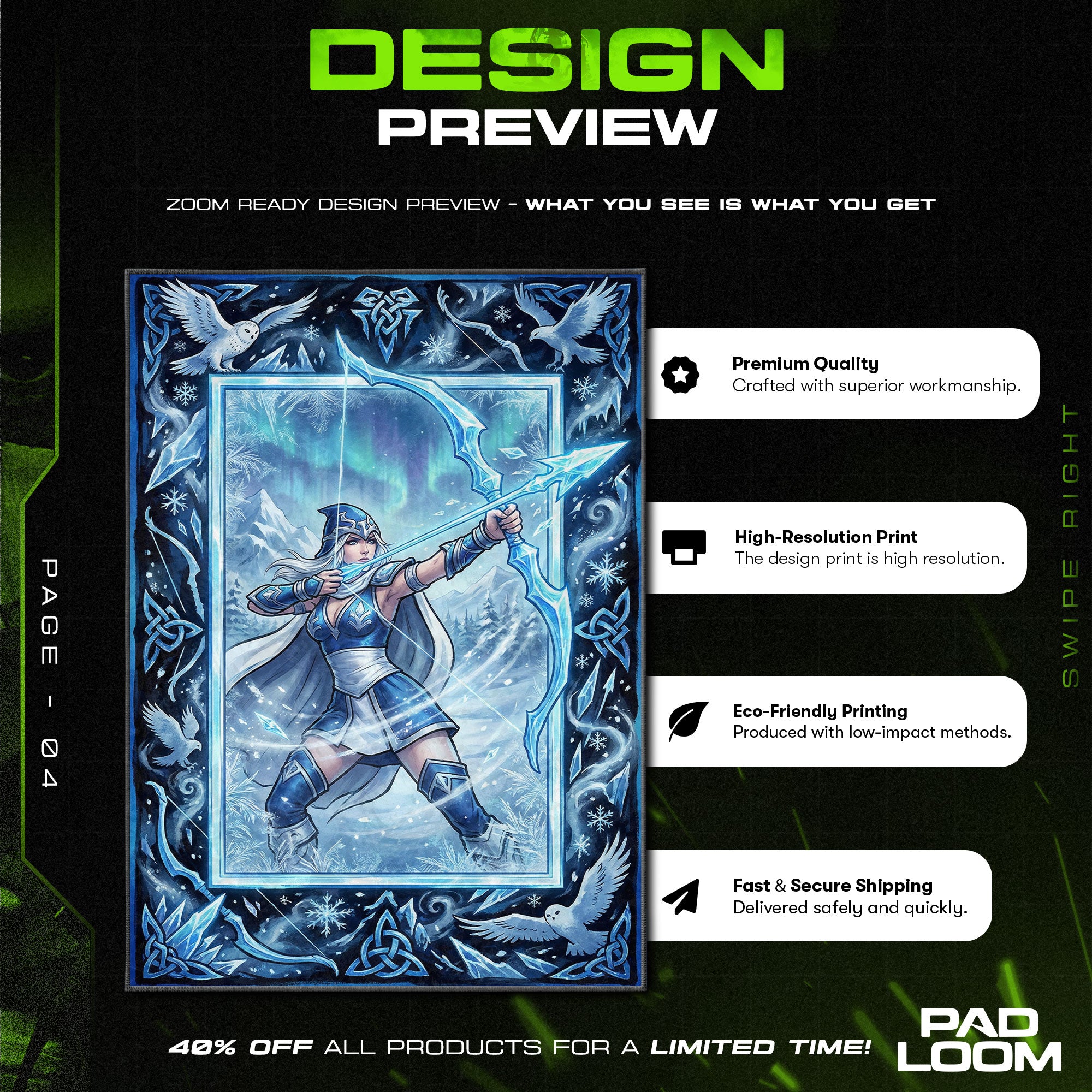 Ashe Frost Archer Rug - League of Legends Chair Mat