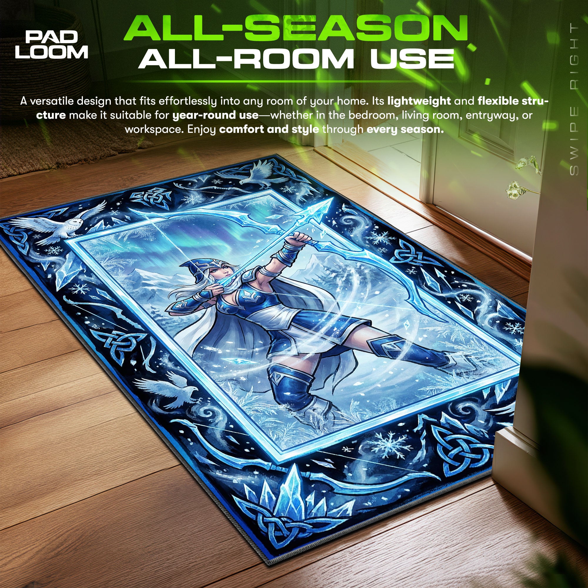 Ashe Frost Archer Rug - League of Legends Chair Mat