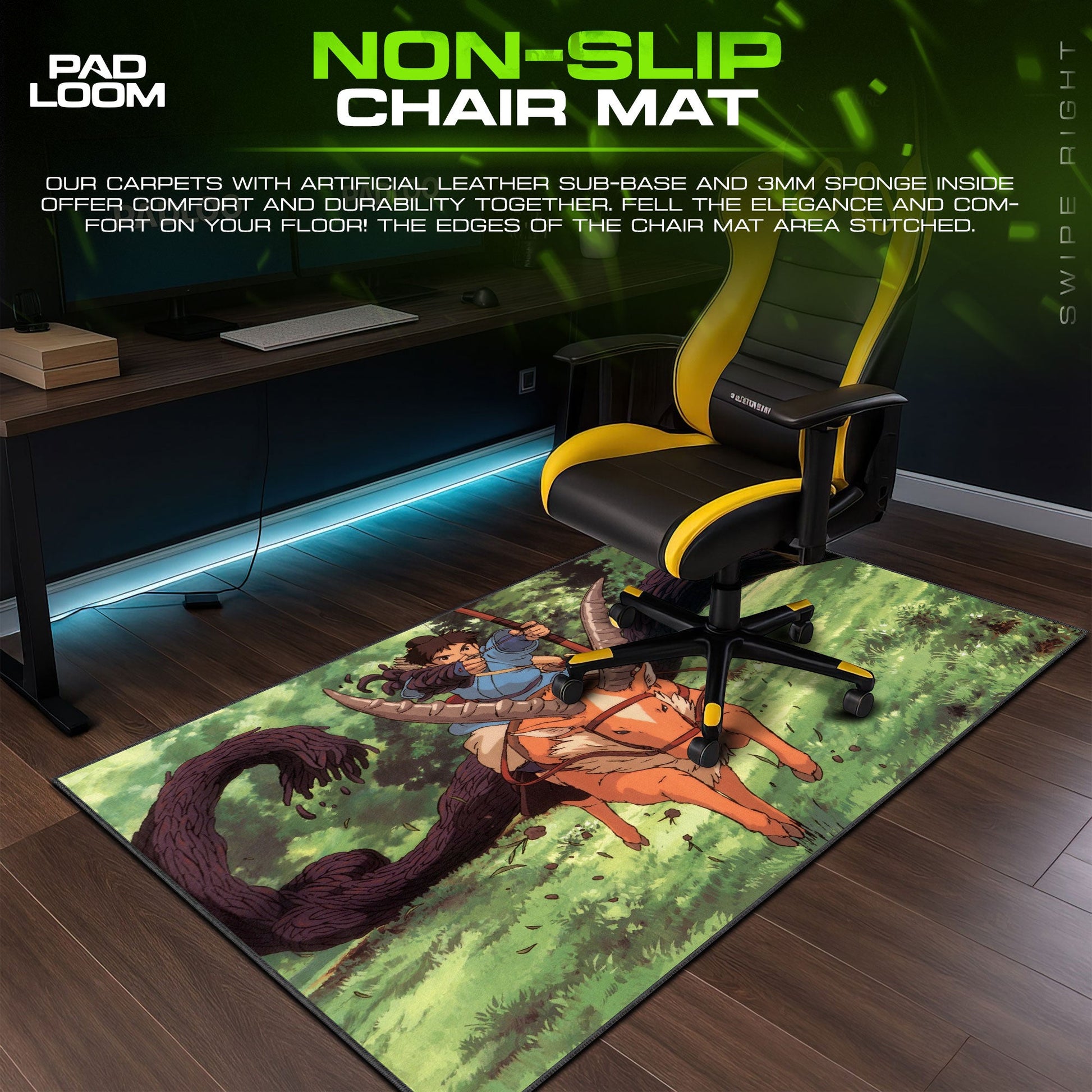 Ashitaka Forest Ride Mouse Pad - Studio Ghibli Anime Desk Mat Padloom