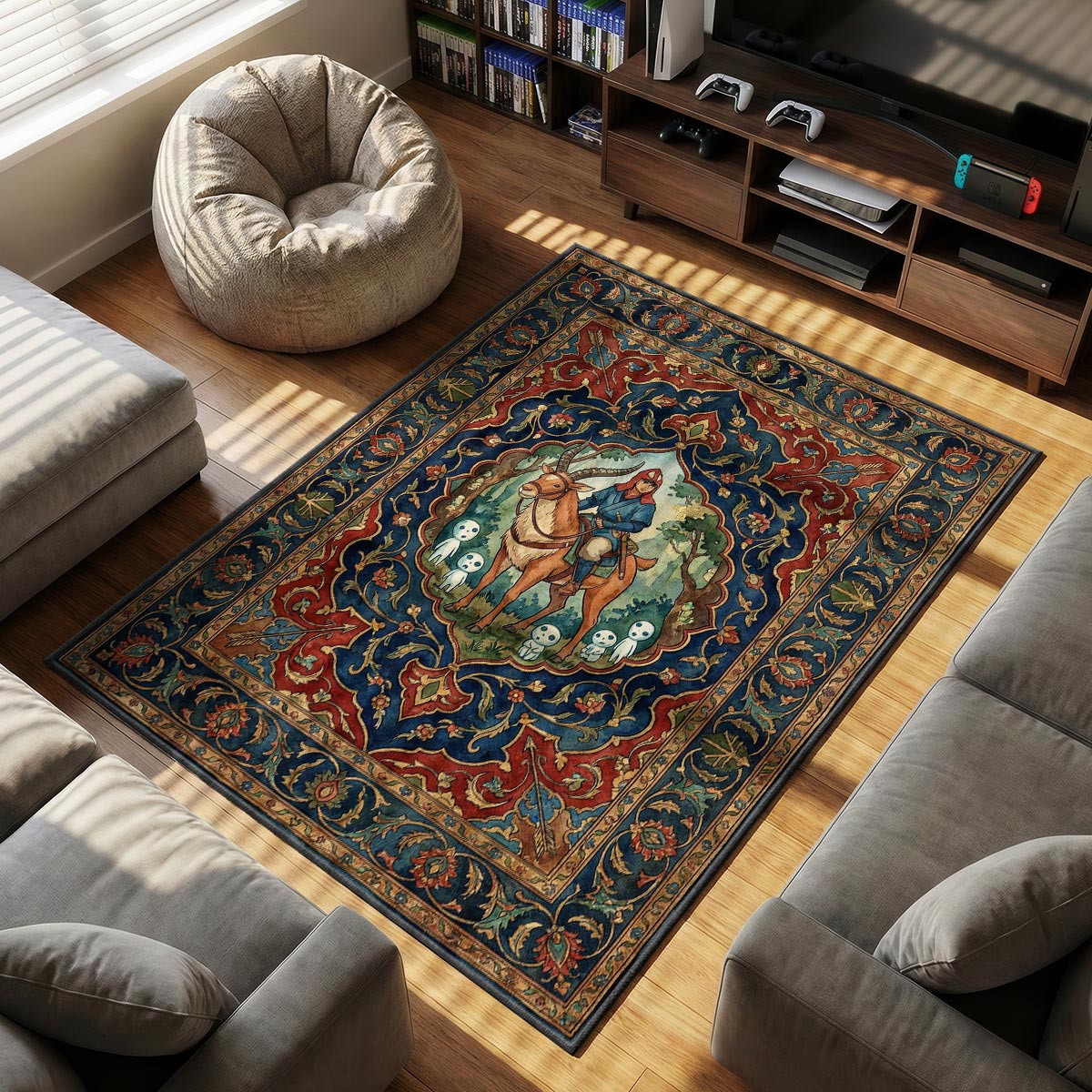 Ashitaka Yakul themed area rug for home decor fans