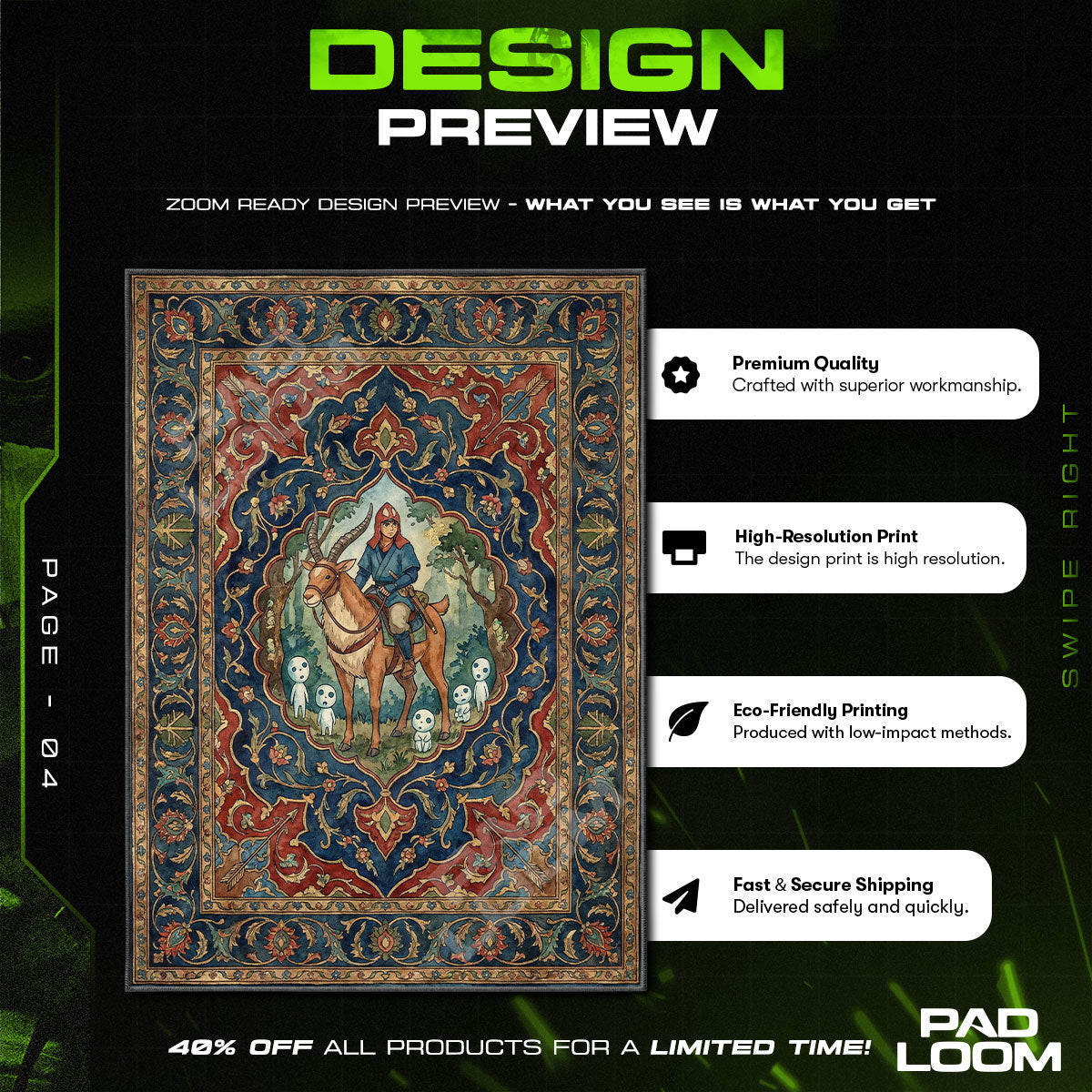 Chair character design printed on rug