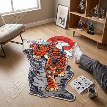 Asian Tiger Rug - Shaped Man Cave Area Rug