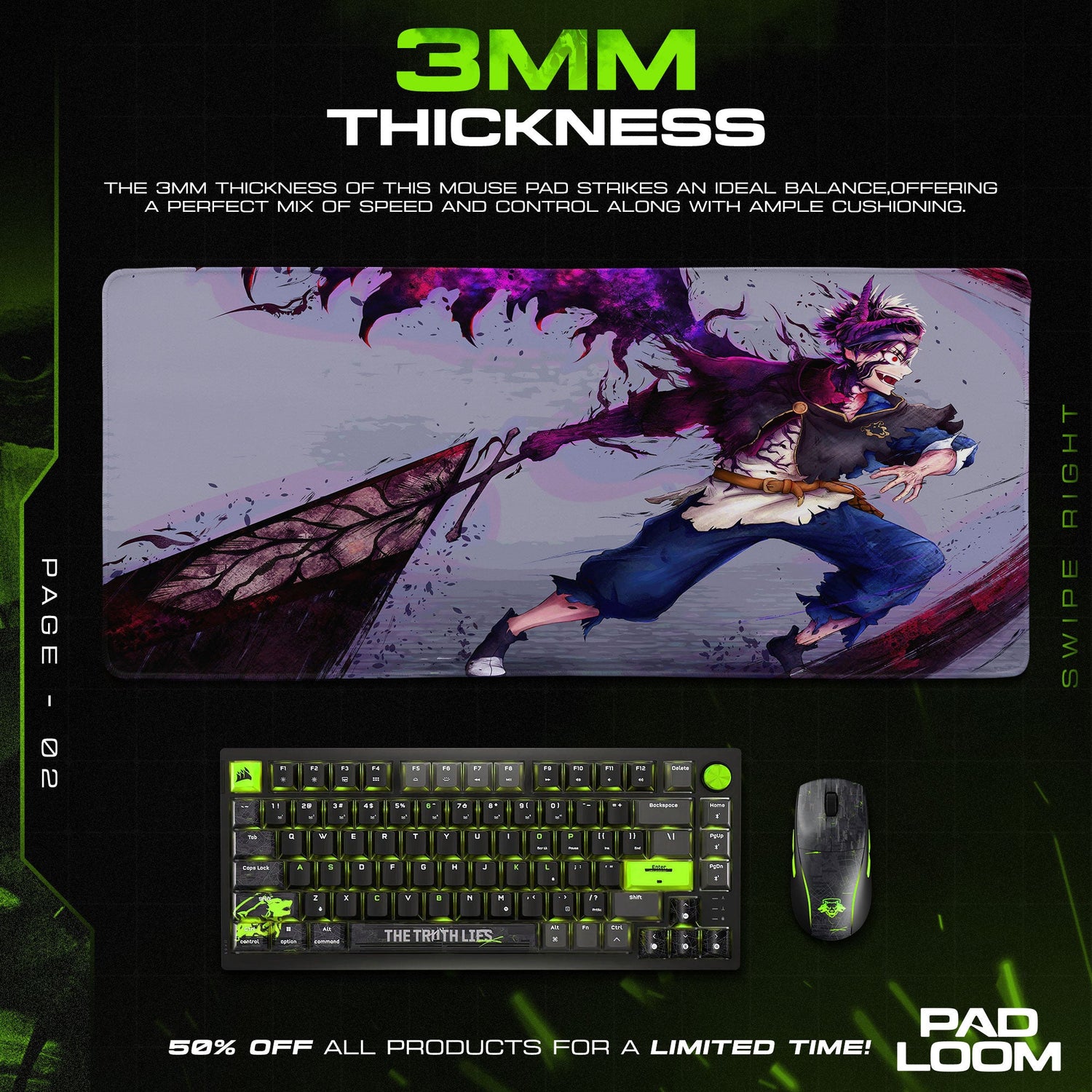 Asta Black Clover Mouse Pad - Anti Magic Anime Desk Mat Padloom