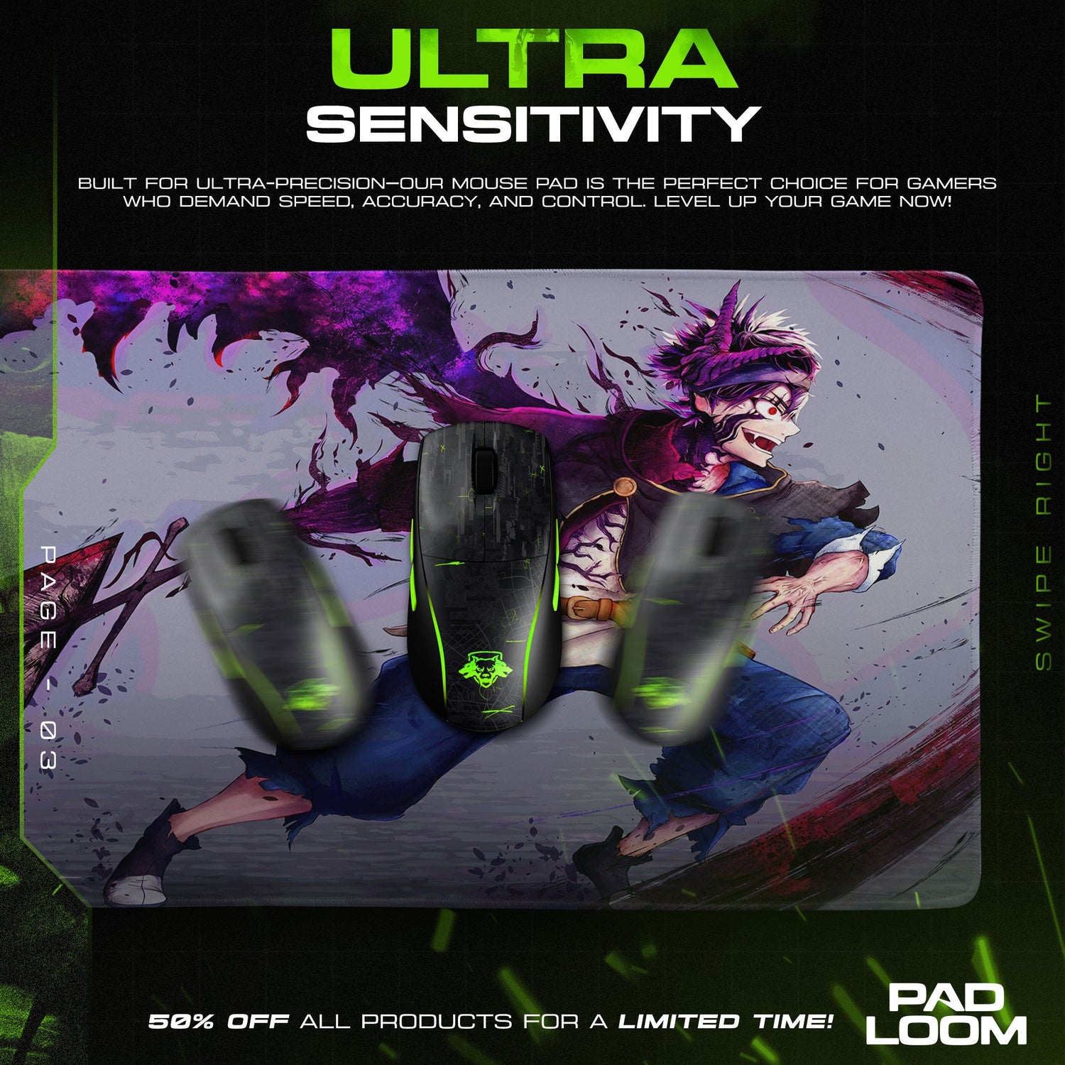 Asta Black Clover Mouse Pad - Anti Magic Anime Desk Mat Padloom