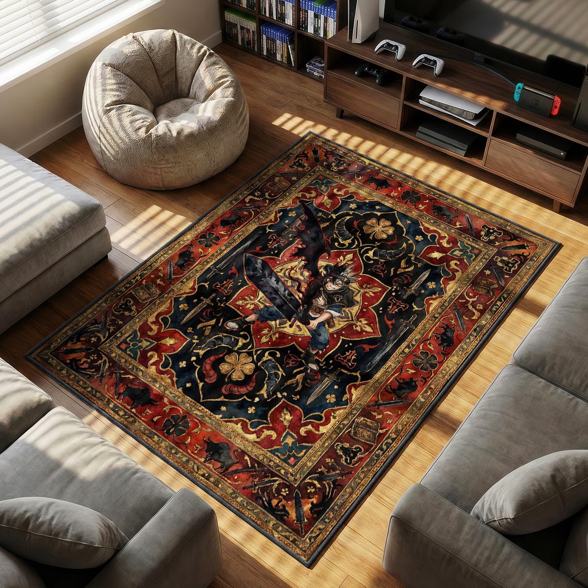 Asta Black Form Crimson Rug - Black Clover Chair Mat