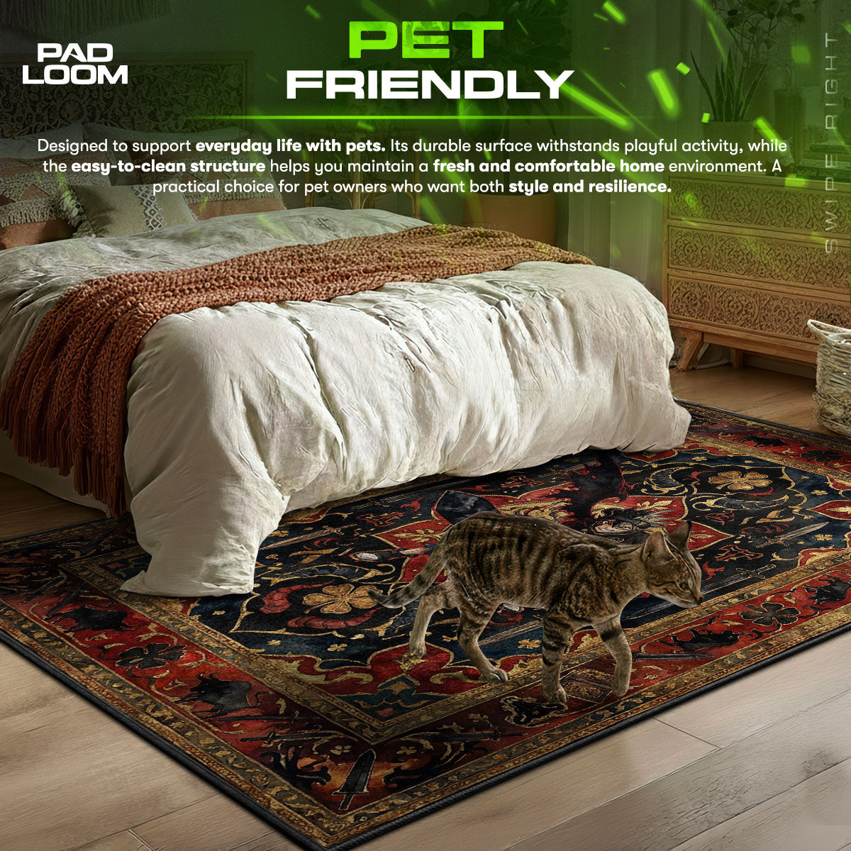 Asta Black Form Crimson Rug - Black Clover Chair Mat