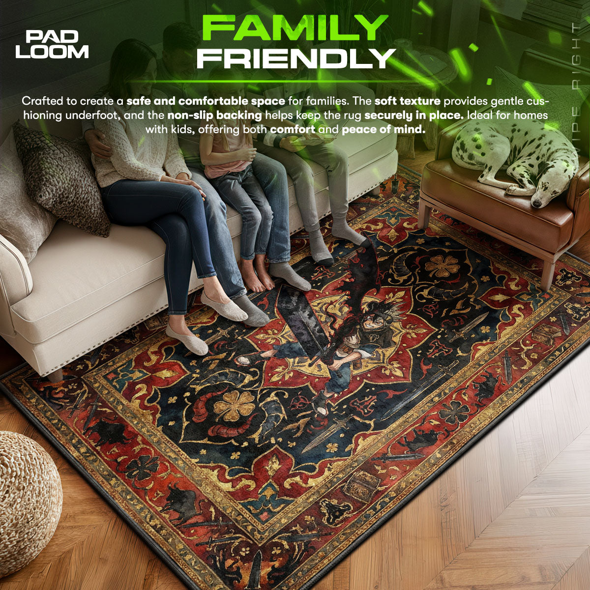 Asta Black Form Crimson Rug - Black Clover Chair Mat