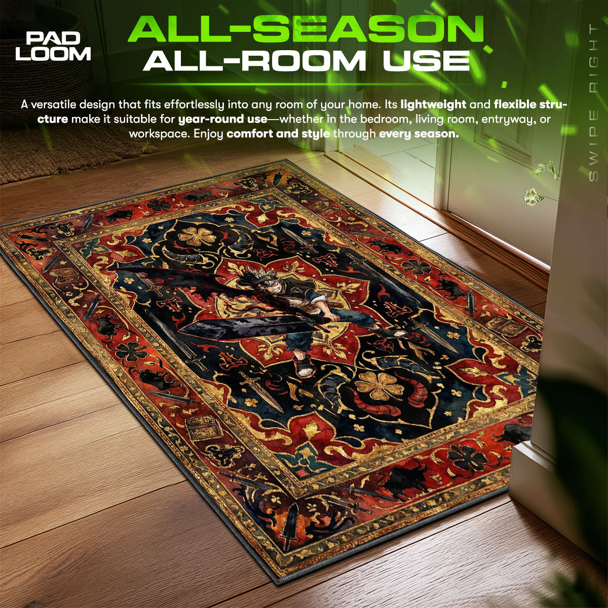 Asta Black Form Crimson Rug - Black Clover Chair Mat