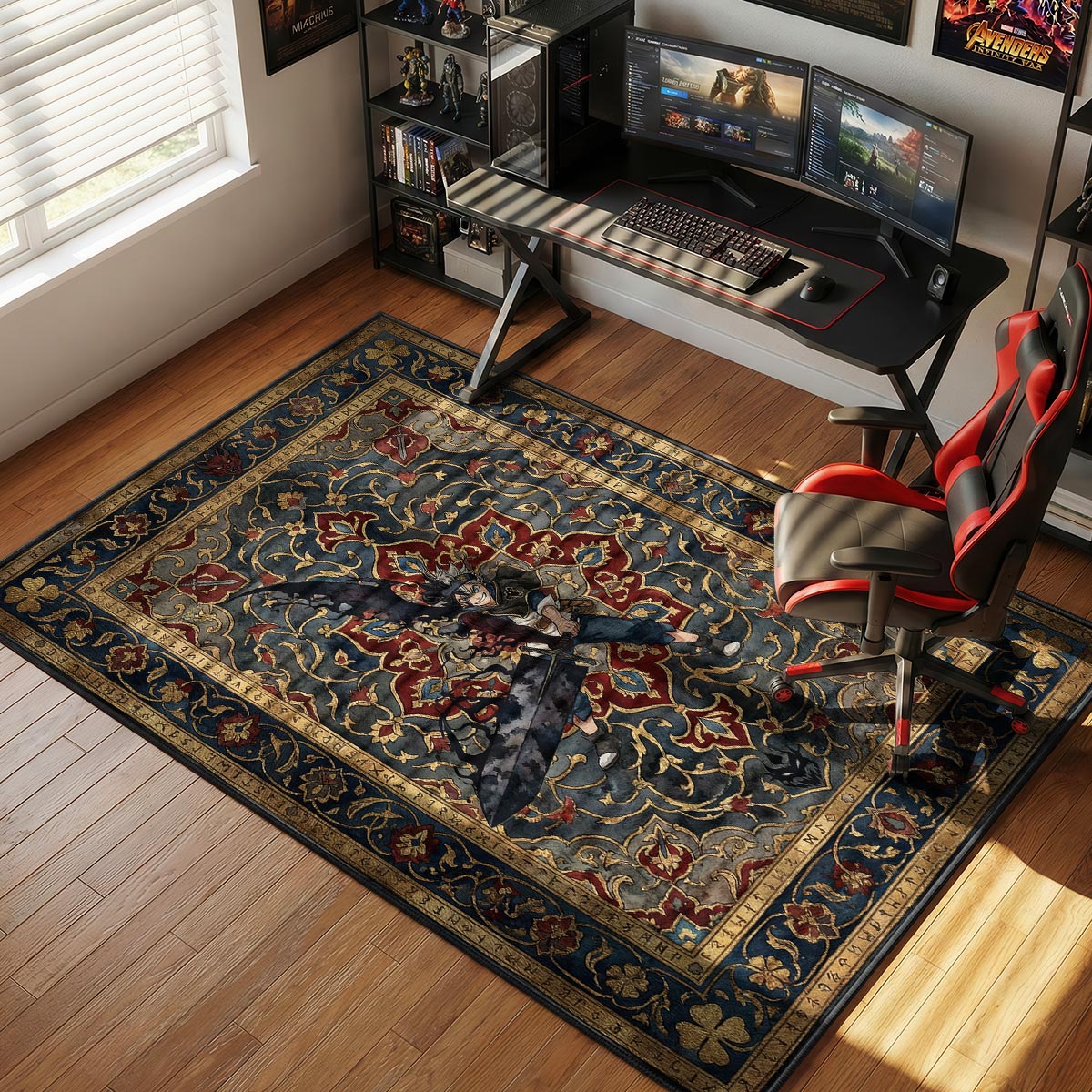 Asta Black Form Rug - Black Clover Chair Mat
