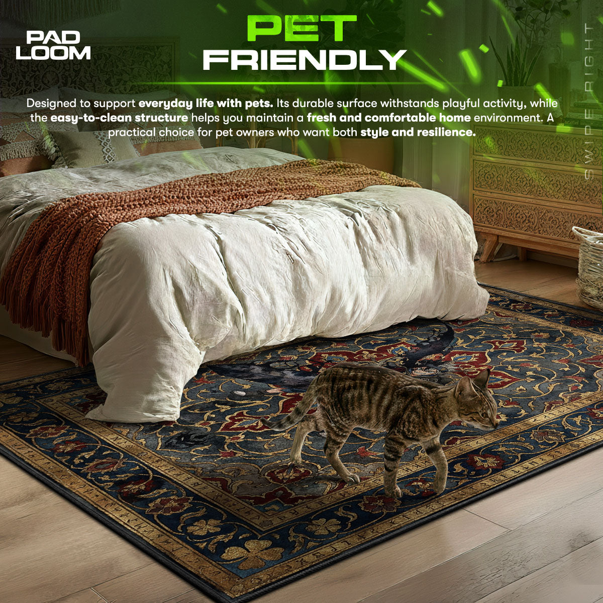 Asta Black Form Rug - Black Clover Chair Mat