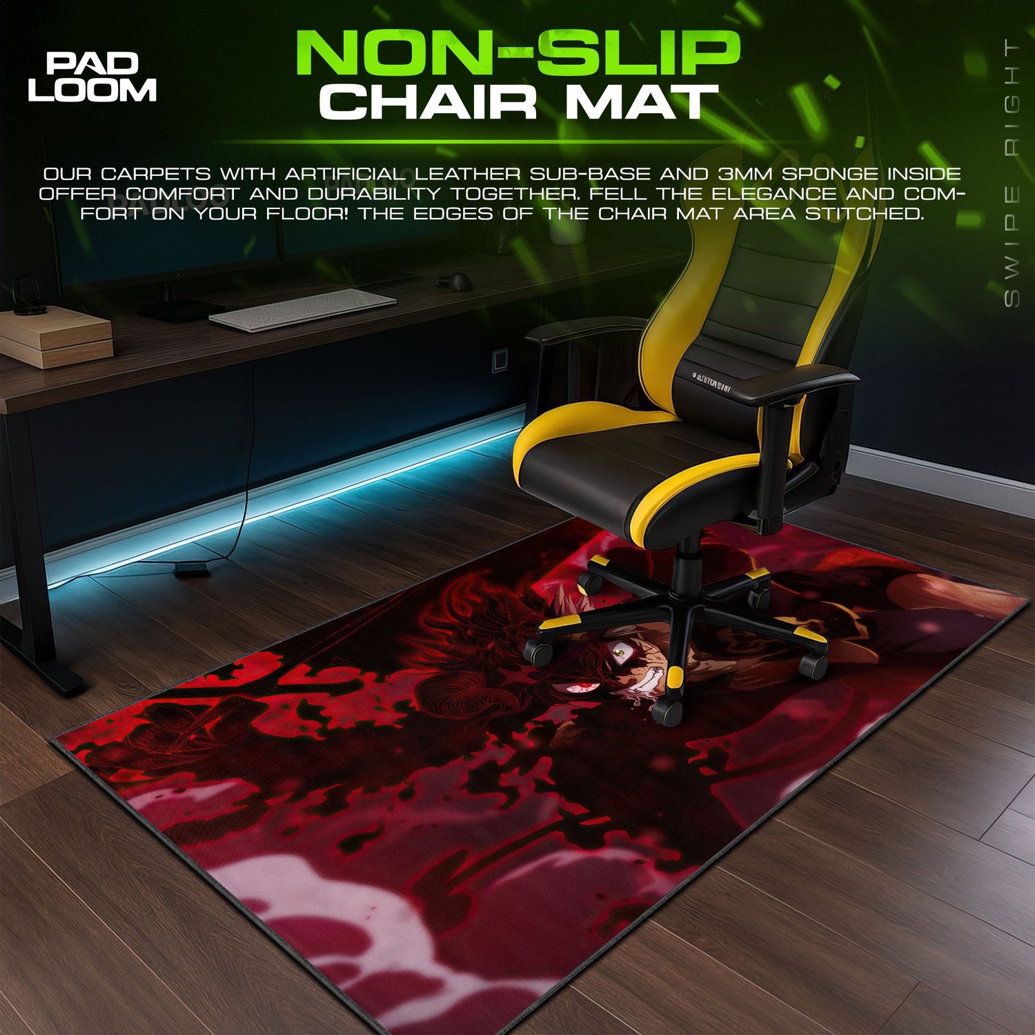 Asta Dark Grimoire Mouse Pad, Anime Gaming Desk Mat Padloom