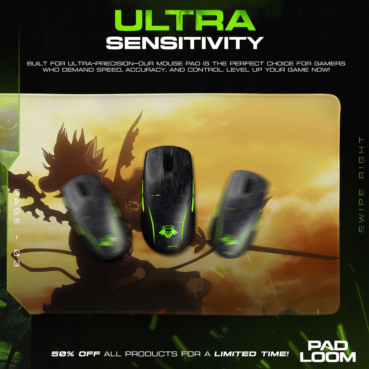 Asta Demon Form Mouse Pad - Shadow Flame Anime Desk Mat Padloom