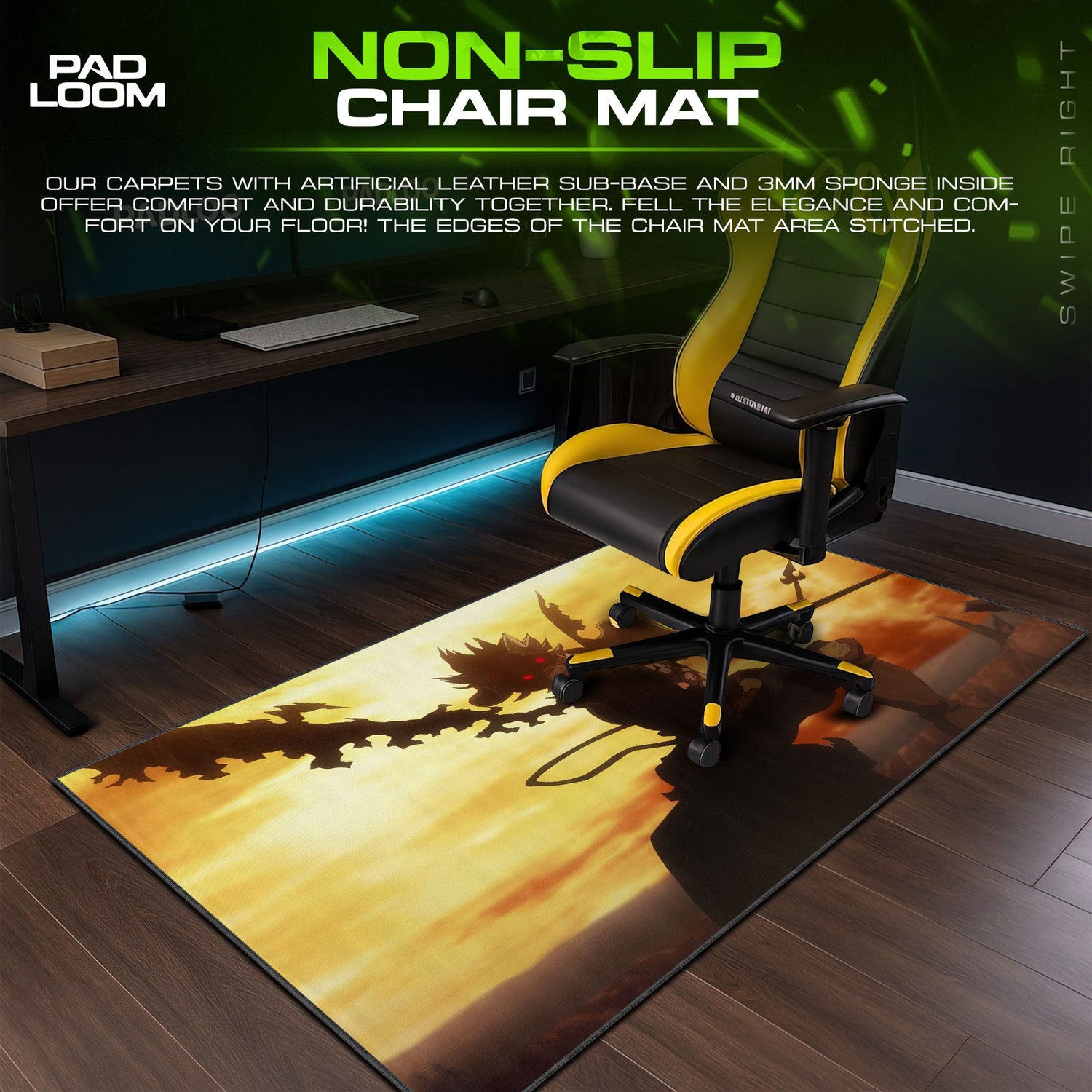 Asta Demon Form Mouse Pad - Shadow Flame Anime Desk Mat Padloom