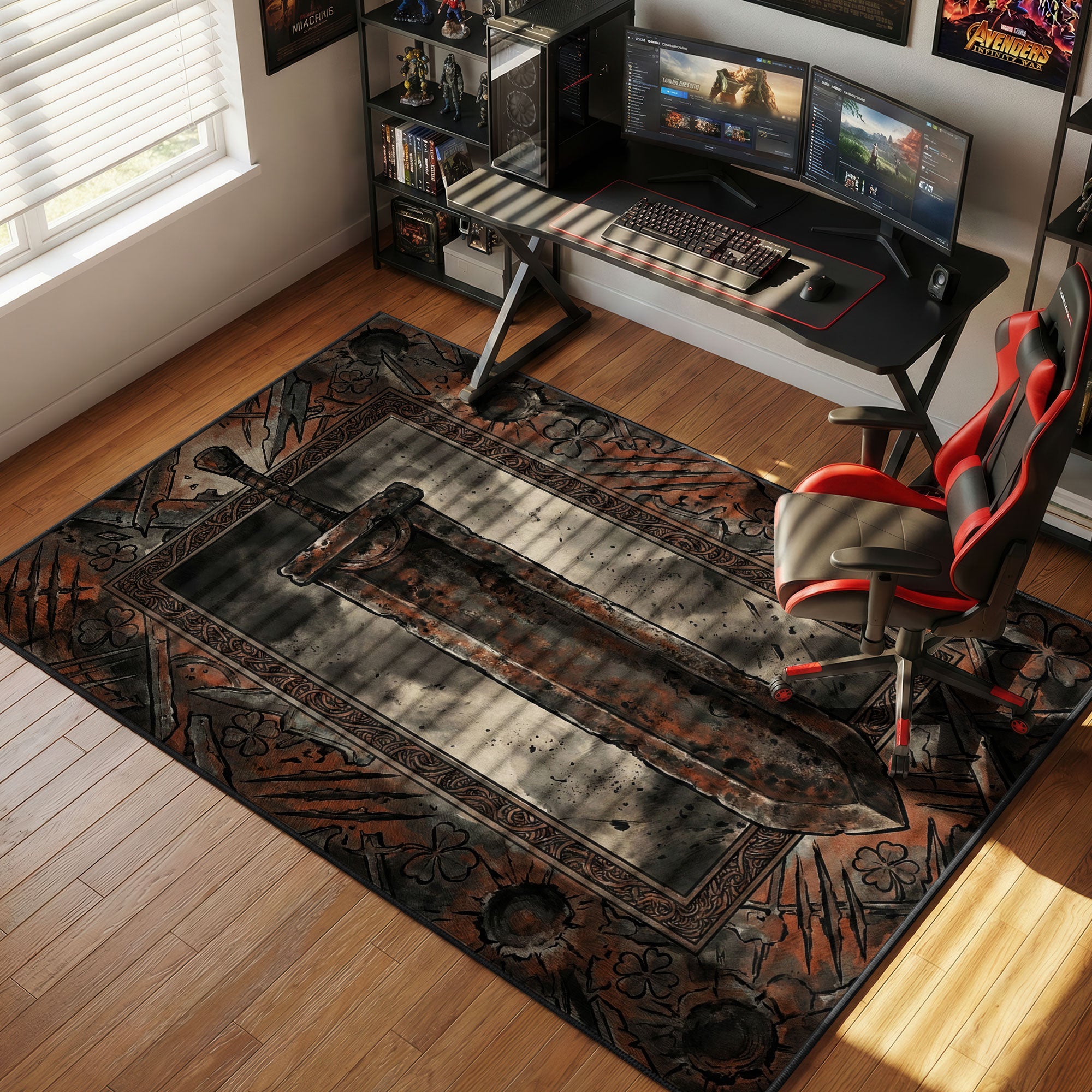 Asta Demon Slayer Sword Grunge Black Clover Chair rug — main product view