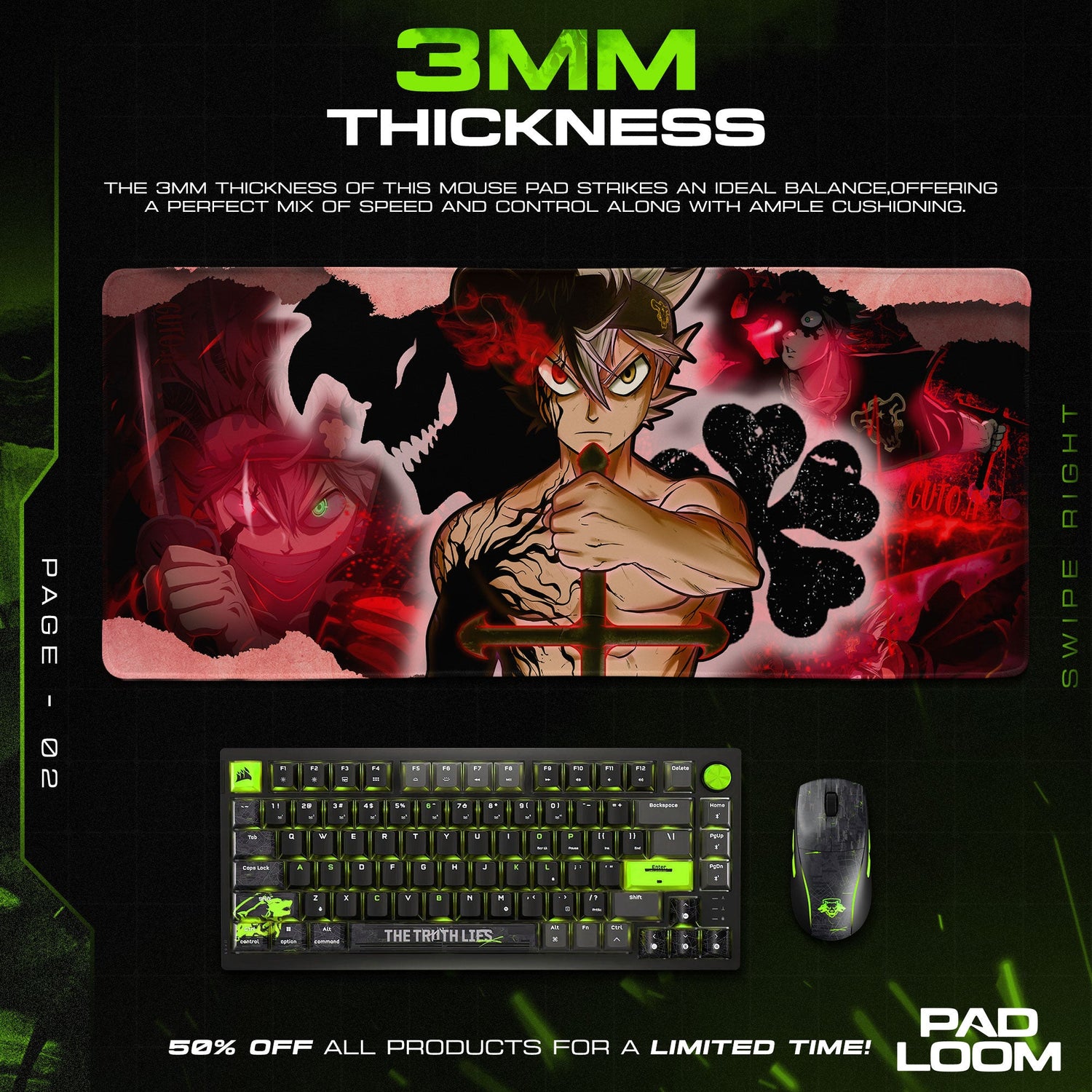 Asta Demon Union Mouse Pad, Anime Gaming Desk Mat Padloom