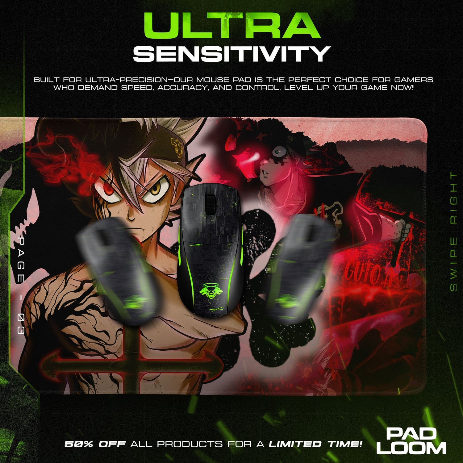 Asta Demon Union Mouse Pad, Anime Gaming Desk Mat Padloom