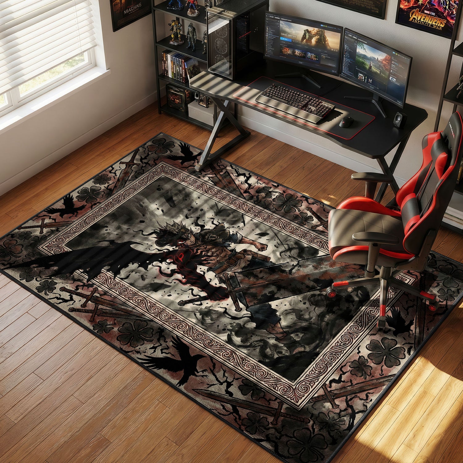 Yami Dark Magic Slash Black Clover Chair rug — main product view