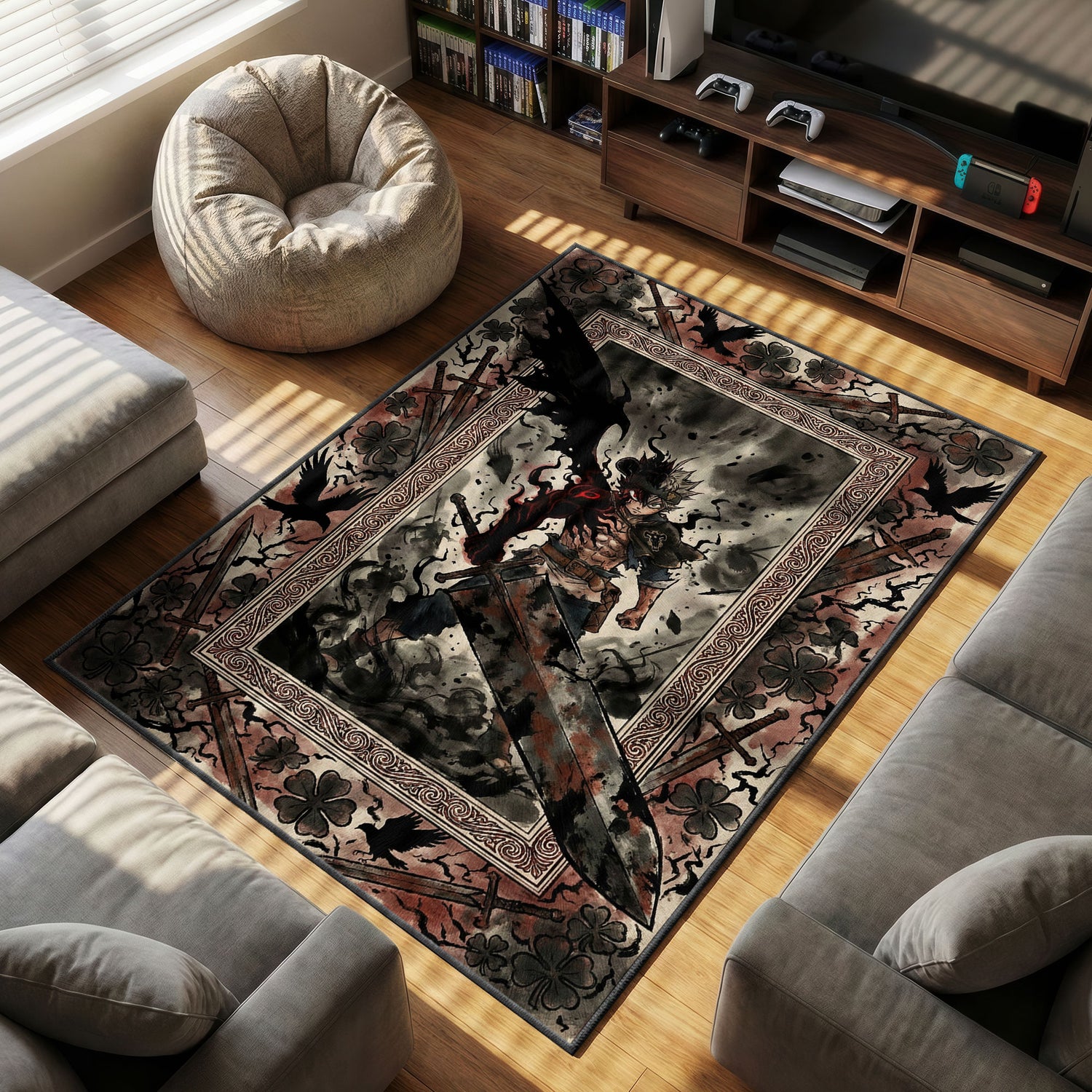 Yami Dark themed area rug for home decor fans