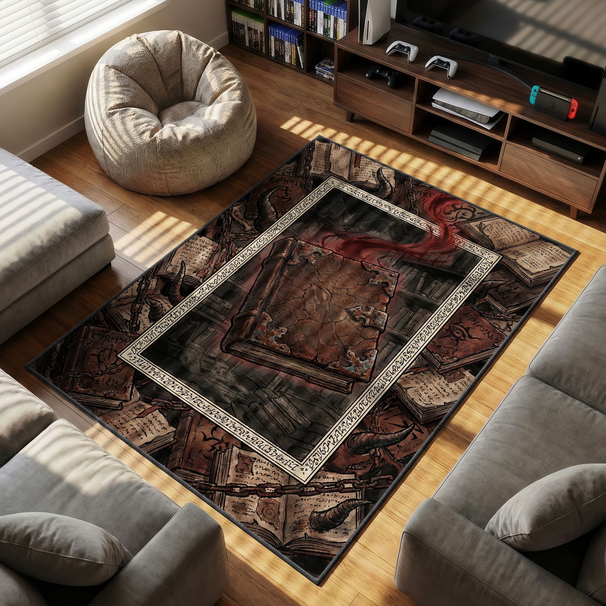 Asta Zauberbuch Dunkle Fantasie Teppich - Schwarzer Kleeblatt Stuhlmatte