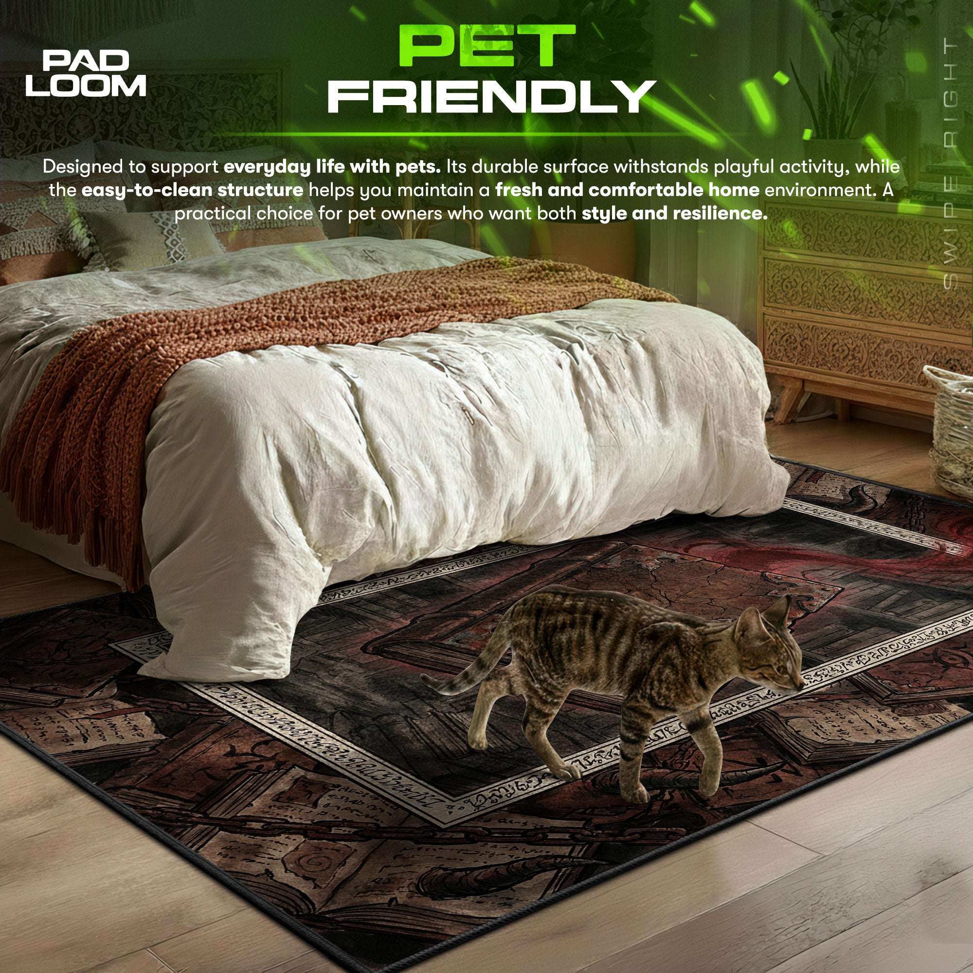 Asta Zauberbuch Dunkle Fantasie Teppich - Schwarzer Kleeblatt Stuhlmatte