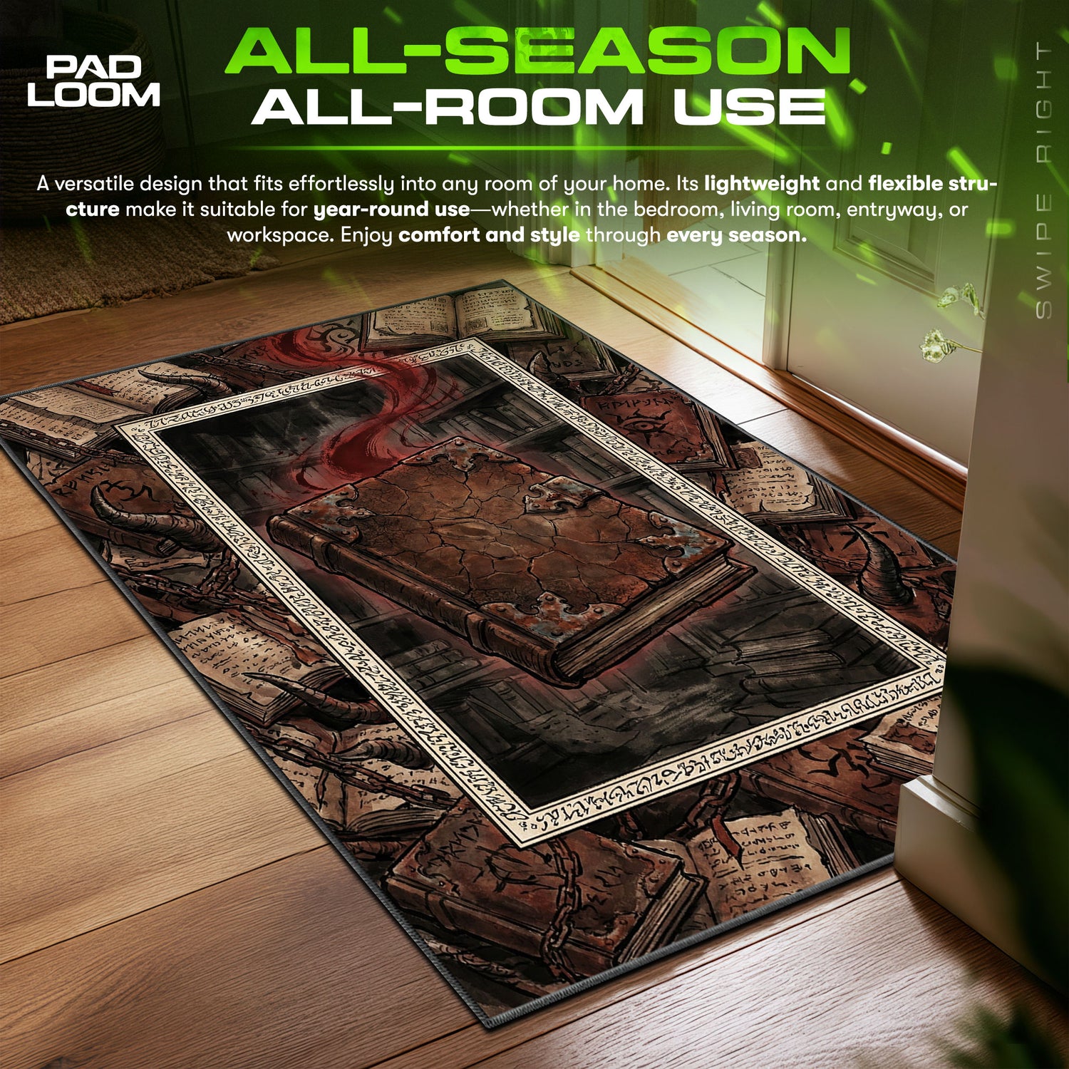 Asta Zauberbuch Dunkle Fantasie Teppich - Schwarzer Kleeblatt Stuhlmatte