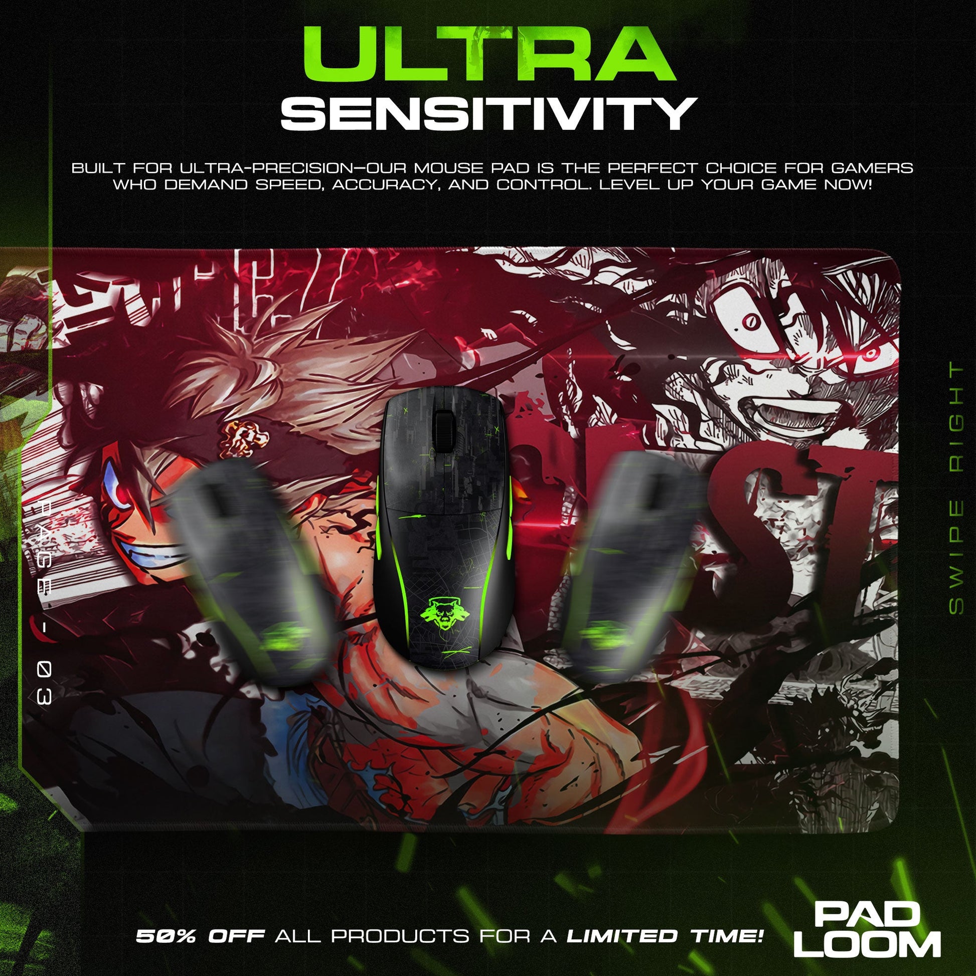 Asta Rage Form Mouse Pad, Anime Gaming Desk Mat Padloom