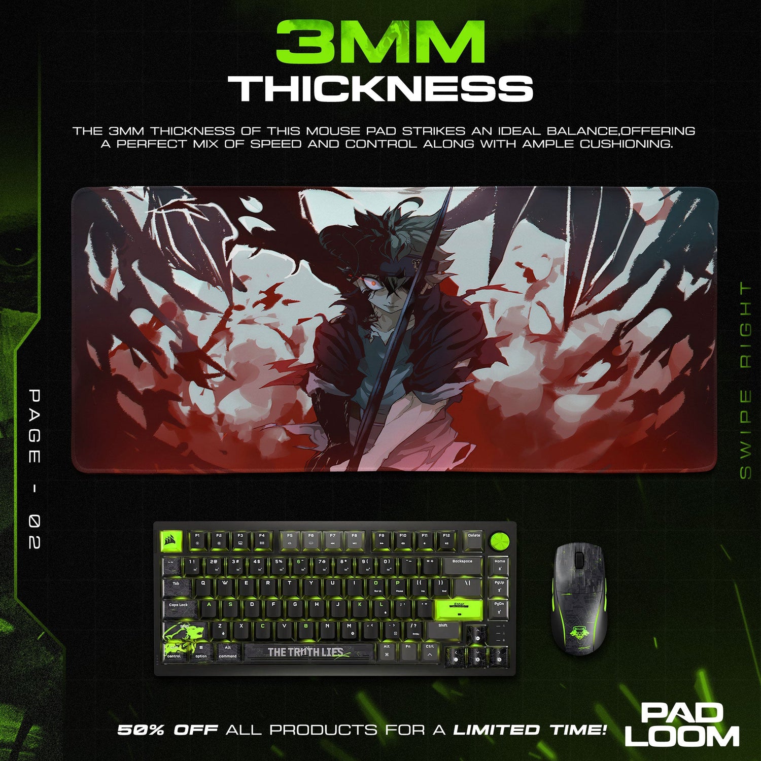 Asta Shadow Wings Mouse Pad - Dark Power Anime Desk Mat Padloom