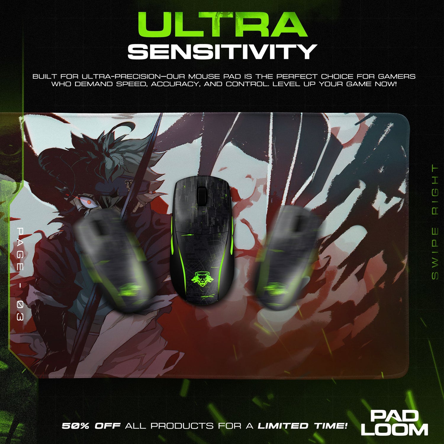 Asta Shadow Wings Mouse Pad - Dark Power Anime Desk Mat Padloom