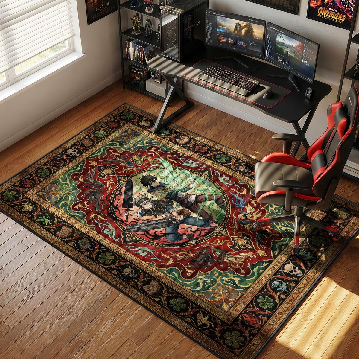 Asta & Yuno Eternal Rivals Rug - Black Clover Chair Mat