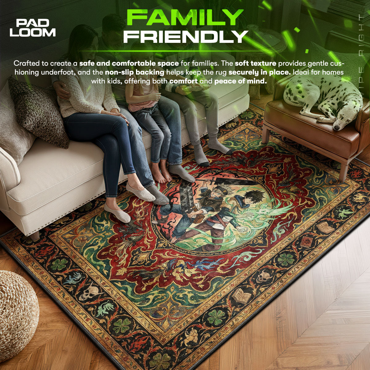 Asta & Yuno Eternal Rivals Rug - Black Clover Chair Mat