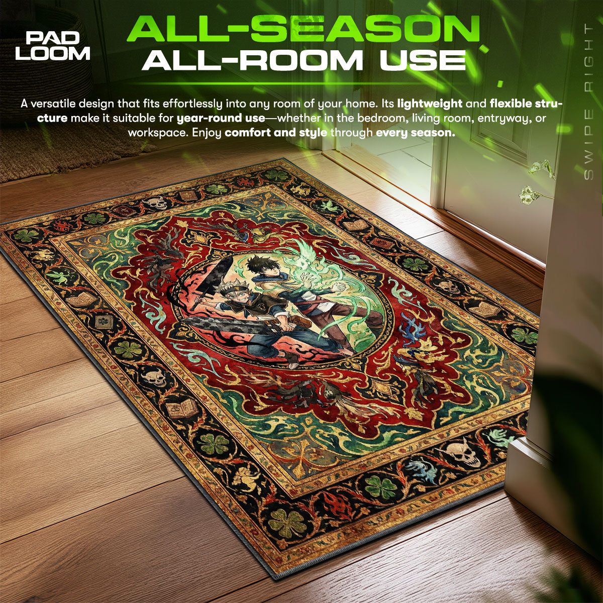 Asta & Yuno Eternal Rivals Rug - Black Clover Chair Mat