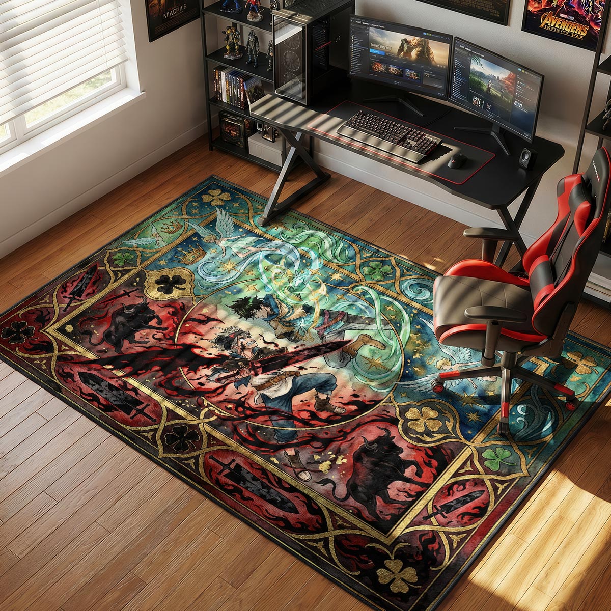 Asta & Yuno Rivalry Rug - Black Clover Chair Mat