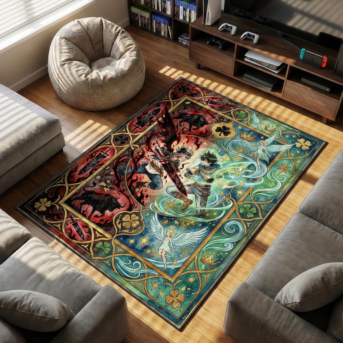 Asta & Yuno Rivalry Rug - Black Clover Chair Mat