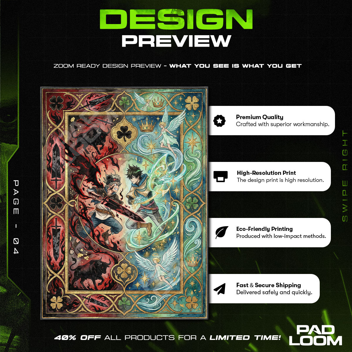 Asta & Yuno Rivalry Rug - Black Clover Chair Mat